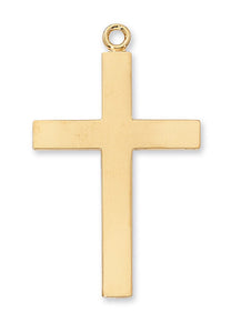 Large 1.6" Gold Over SS Lord's Prayer Cross Necklace 24" Chain