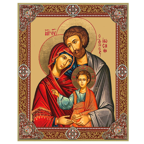 Holy Family Gold Foil Wooden Icon