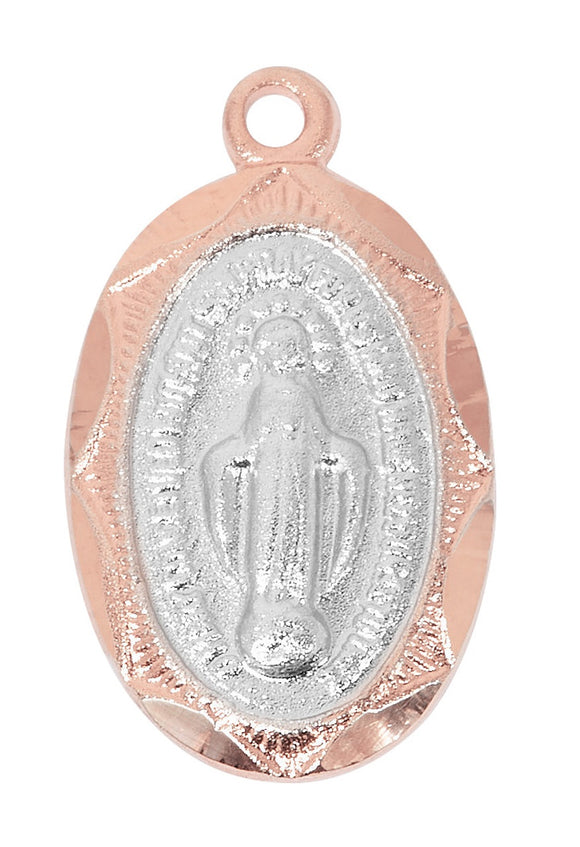 Small Rose Gold Tutone SS Miraculous Medal Necklace
