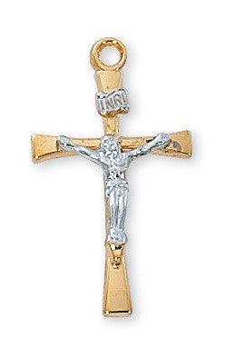 Medium Two Tone SS Maltese Crucifix 18 Inch Chain