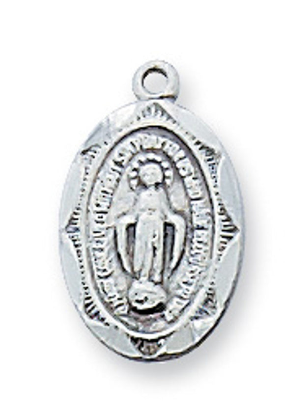 Small Etched SS Miraculous Medal Necklace