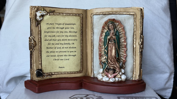 OLO Guadalupe Hand Painted Book Prayer Plaque
