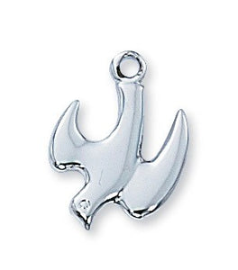 Polished SS Holy Spirit Dove Necklace 18 Inch Chain