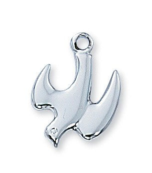 Polished SS Holy Spirit Dove Necklace 18 Inch Chain
