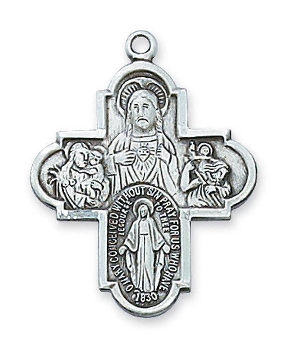 Sterling Silver 4 Way Medal Necklace