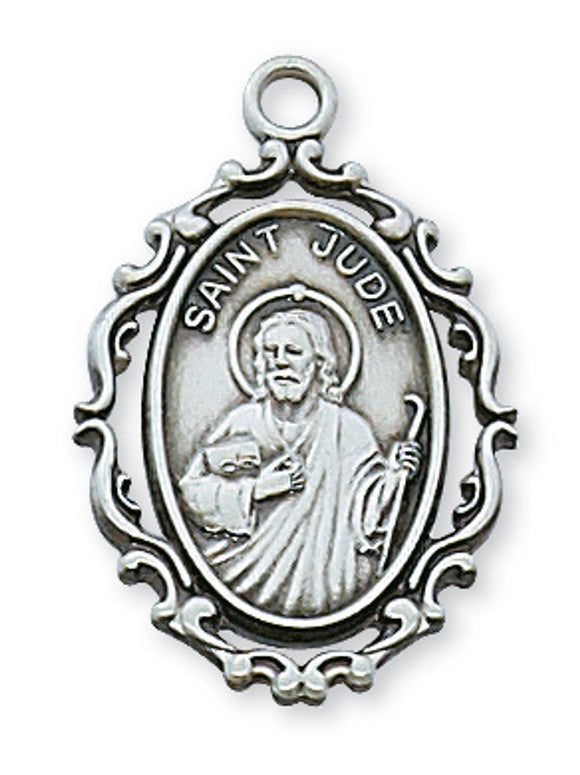St Jude SS Round Medal Necklace