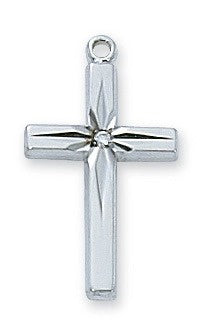 SS Cross with Cubic Zirconia 18 Inch Chain