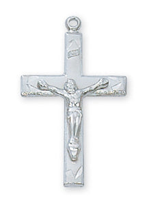 Small .8" SS Crucifix Necklace 18" Chain
