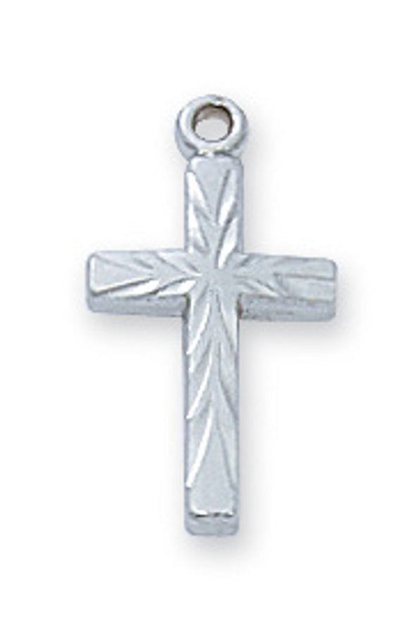 Engraved SS Baby Cross 13 Inch Chain