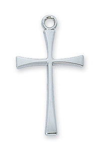 .9" SS Flared Cross Necklace 18" Chain