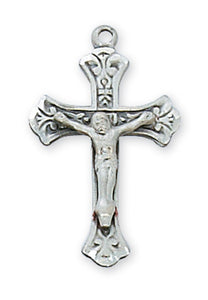 Small Ornate SS Crucifix Necklace 16-18 Inch Adjustable Chain