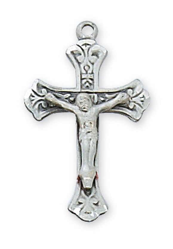 Small Ornate SS Crucifix Necklace 16-18 Inch Adjustable Chain
