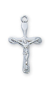 Petite .6" SS Crucifix Necklace 18" Chain