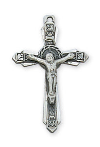 1" Engraved SS Crucifix Necklace 16-18" Chain