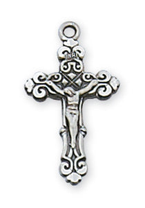SS Mini .3" Crucifix Necklace 16-18" Chain