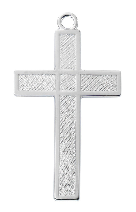SS Textured Cross 24 Inch Chain
