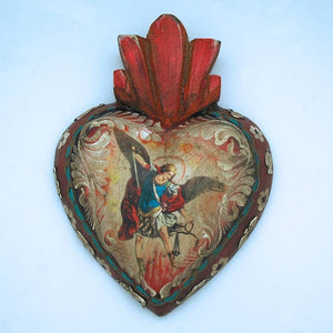 Hand Painted St Michael Heart Wall Art