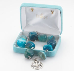 Blue Agate Bead Miraculous Necklace