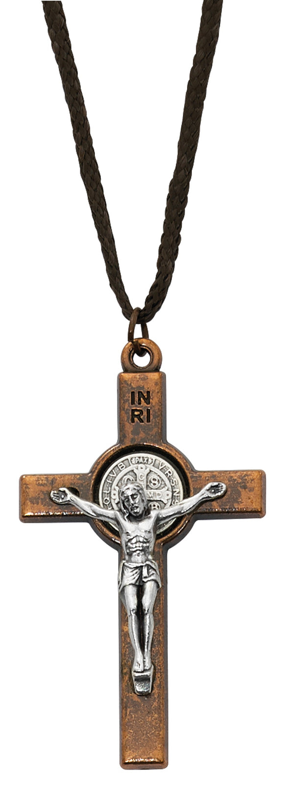 Copper St Benedict Crucifix Necklace
