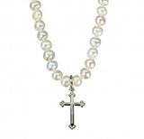 4mm Freshwater Pearl with SS Cross Charm Necklace