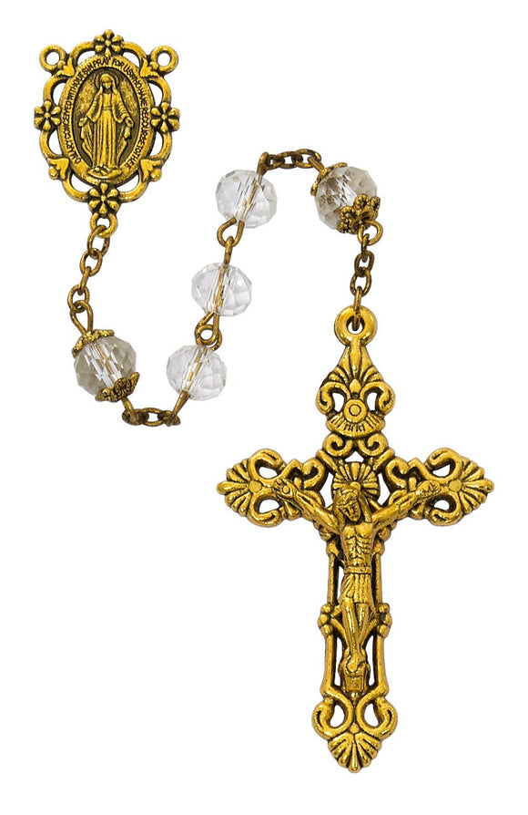 8mm Crystal Antique Gold Rosary