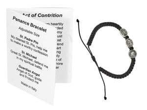 Penance Bracelet With Holy Card Black or White