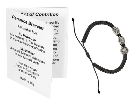 Penance Bracelet With Holy Card Black or White