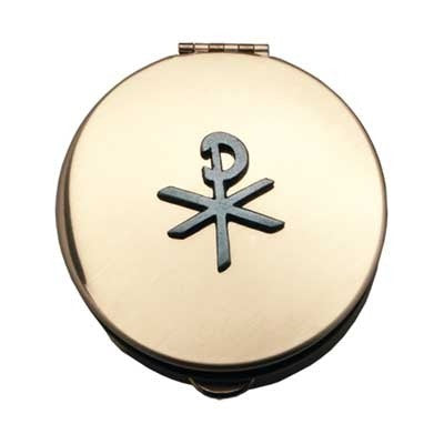 Brass Pyx with Pewter Chi Rho