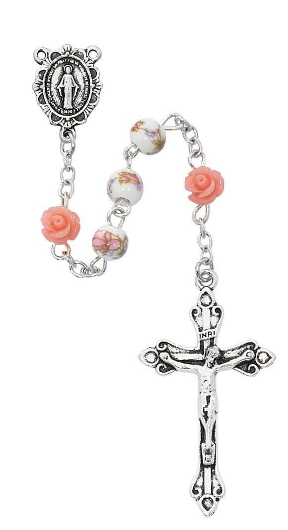 6MM Pink Rosebud Rosary