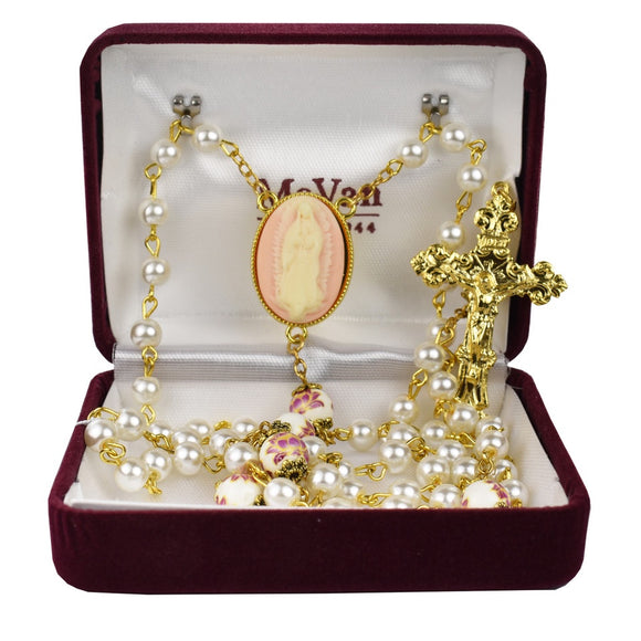6mm OLO Guadalupe Pearl Cameo Rosary