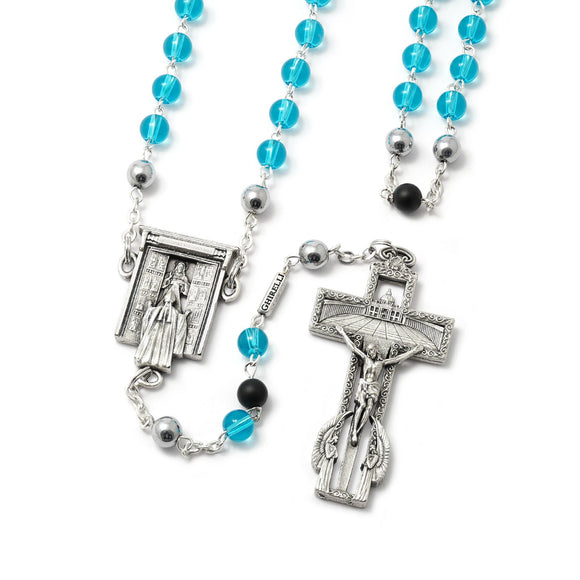 6mm Jubilee Edition Antique Silver Holy Door Rosary with 16 Panel Meditations