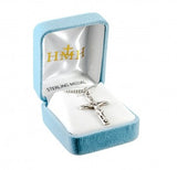 SS Hand Engraved 1.2" Crucifix Necklace 18" Chain