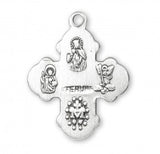 SS Mini .6" 4-Way Cross Necklace 16" Chain