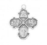 SS Mini .6" 4-Way Cross Necklace 16" Chain