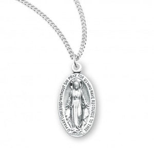 .8" SS Miraculous Medal Oval Necklace 18" Chain