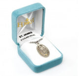 St James the Greater SS Large 1.1" Oval Necklace 24" Chain