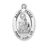St Peter SS Large 1.1" Oval Necklace 24" Chain