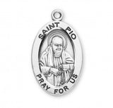 SS St Padre Pio Large Oval Medal 24 Inch Chain