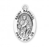 St Raphael SS Large 1.1" Oval Necklace 24" Chain