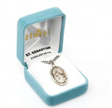 St Sebastian SS Large 1.1" Oval Necklace 24" Chain