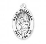 St Sebastian SS Large 1.1" Oval Necklace 24" Chain