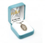 St William SS Large 1.1" Oval Necklace 24" Chain