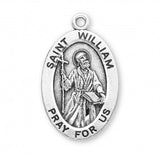 St William SS Large 1.1" Oval Necklace 24" Chain