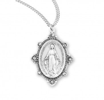 Crystal Edged Miraculous Medal Necklace