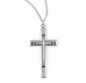 Engraved 1.1" Cross Necklace 18" Chain