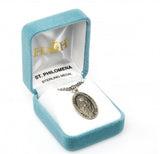 St Philomena SS .9" Small Oval Medal Necklace 18" Chain