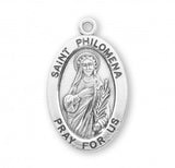 St Philomena SS .9" Small Oval Medal Necklace 18" Chain