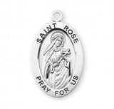 St Rose SS .9" Small Oval Medal Necklace 18" Chain