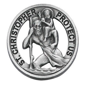 Auto Visor Clip St Christopher Protect Us Round
