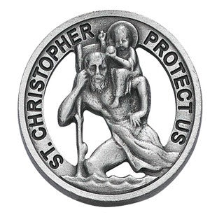Auto Visor Clip St Christopher Protect Us Round